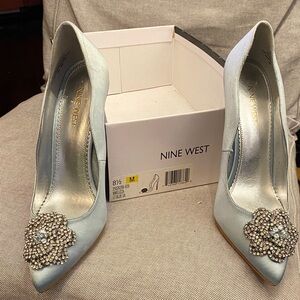 Nine West Light Blue Embellished Heels